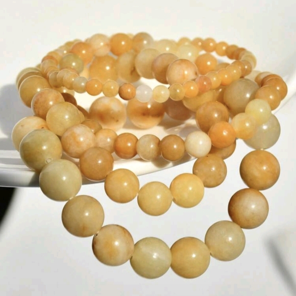 4 Jade Chakra Stone Bracelets Yellow Gold Boho Bracelet Set Gift for Mom - Picture 4 of 8